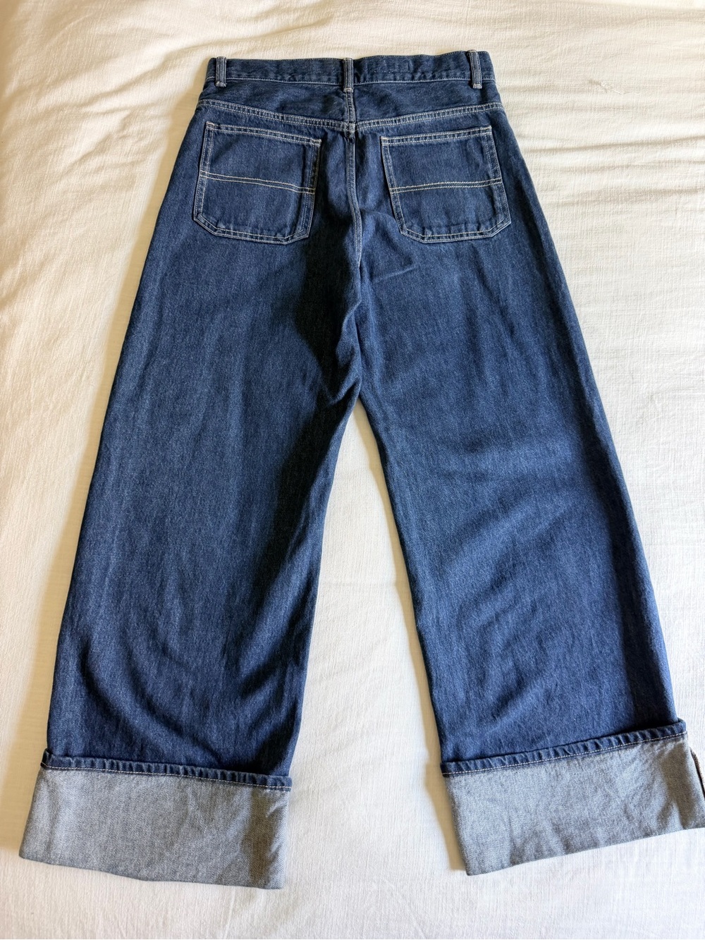 Zara TRF Turned Up Wide Leg Jeans dark wash size 8 /40 - Picture 8 of 9